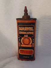 Vintage MARVEL LUBRICATING OIL, 4oz. Oiler Tin Can