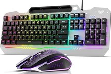 Keyboard, T102 104 Keys Gaming Keyboard and Mouse Combo with RGB Backlit Number