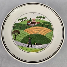 4.75" Vtg Villeroy & Boch Naif Small Plate Wine Coaster Hunter Dog Porcelain 