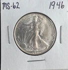 1946 Walking Liberty Half Dollar 50C Blast White Brilliant Silver WWII Era Coin