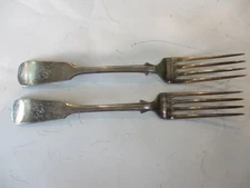 5  Krupp Berndorf Augsburger Faden Antique Art Nouveau Silverplate TABLE FORKS