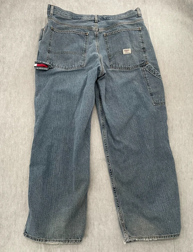 VINTAGE Tommy Hilfiger Pants Adult 36 Blue Jeans Baggy Carpenter Mens 36x30 Y2K - Image 2 of 4
