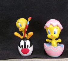vintage pr of Loony Toons Easter pvc figures - Tweety bird (1988) & Sylvester-99