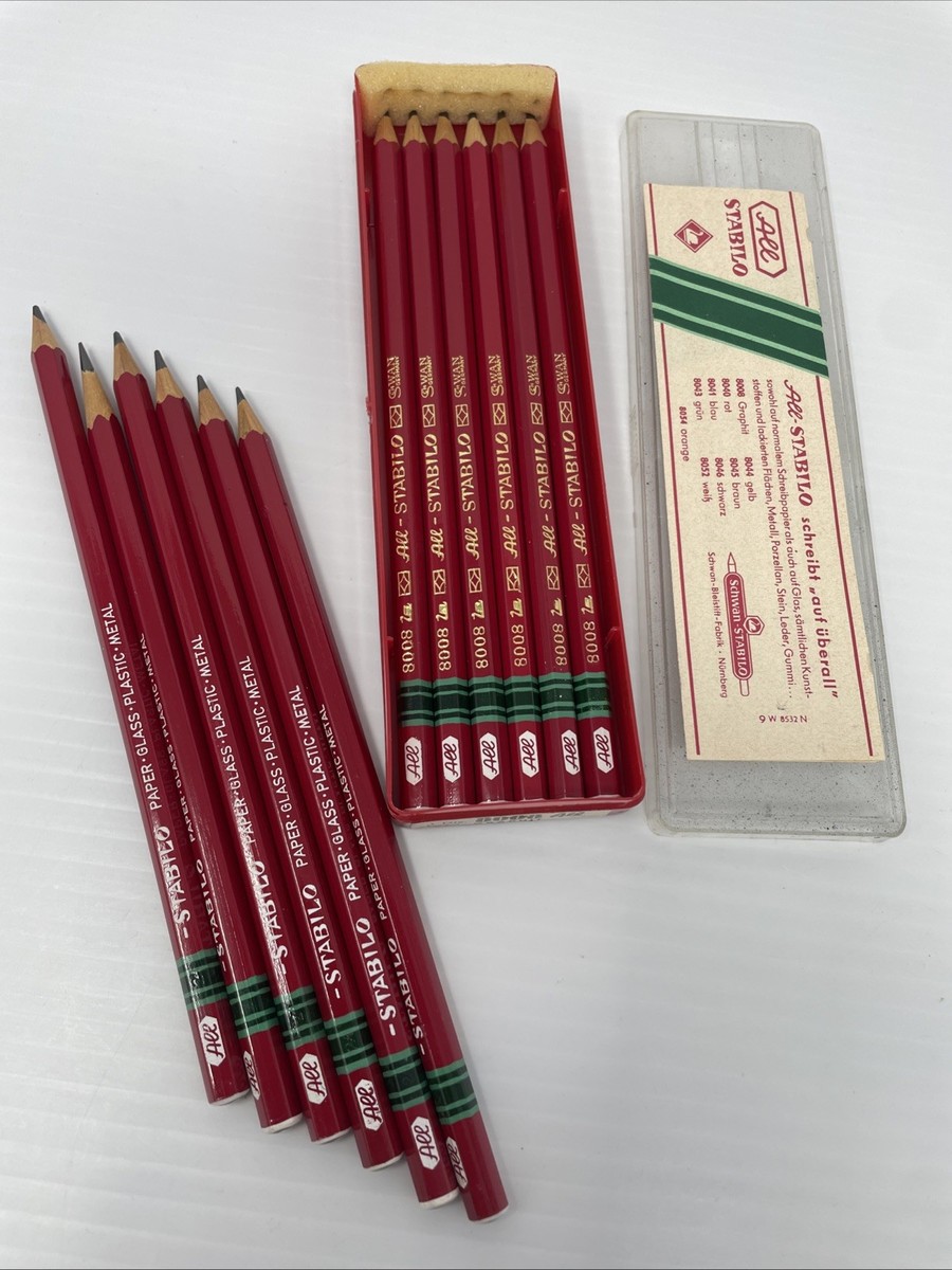 Vintage All Stabilo 8008 Schwan Pencil Red Graphite Set 12 Pencils