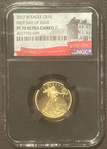 2017-W American Eagle $10 GOLD NGC PF70 Ultra Cameo FDOI Coin 1/4 Oz : 10350