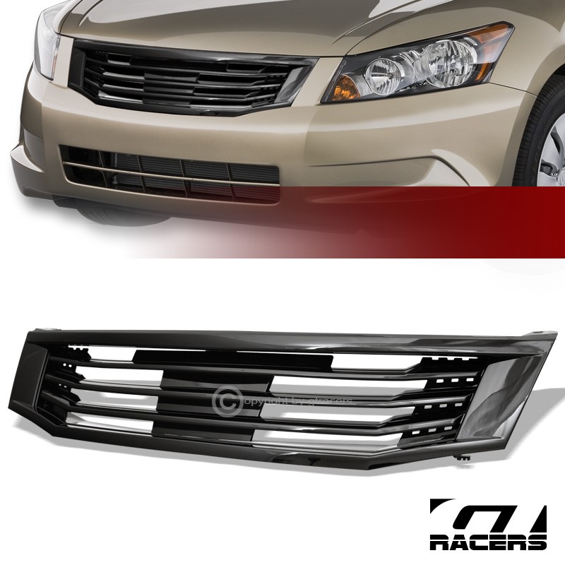 2008-2010 Honda Accord Glossy Black MU Style Hood Bumper Grille Guard