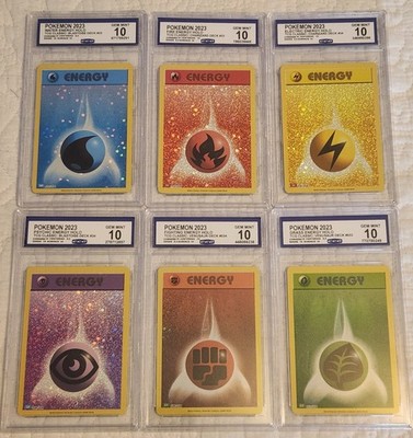 Pokemon Energy Cards Bundle Set Fire, Water, Electric, Psychic, Grass, Fighting