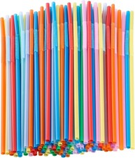 Disposable Drinking Sts, 12.8inch Extra Long Colorful Long Flexible