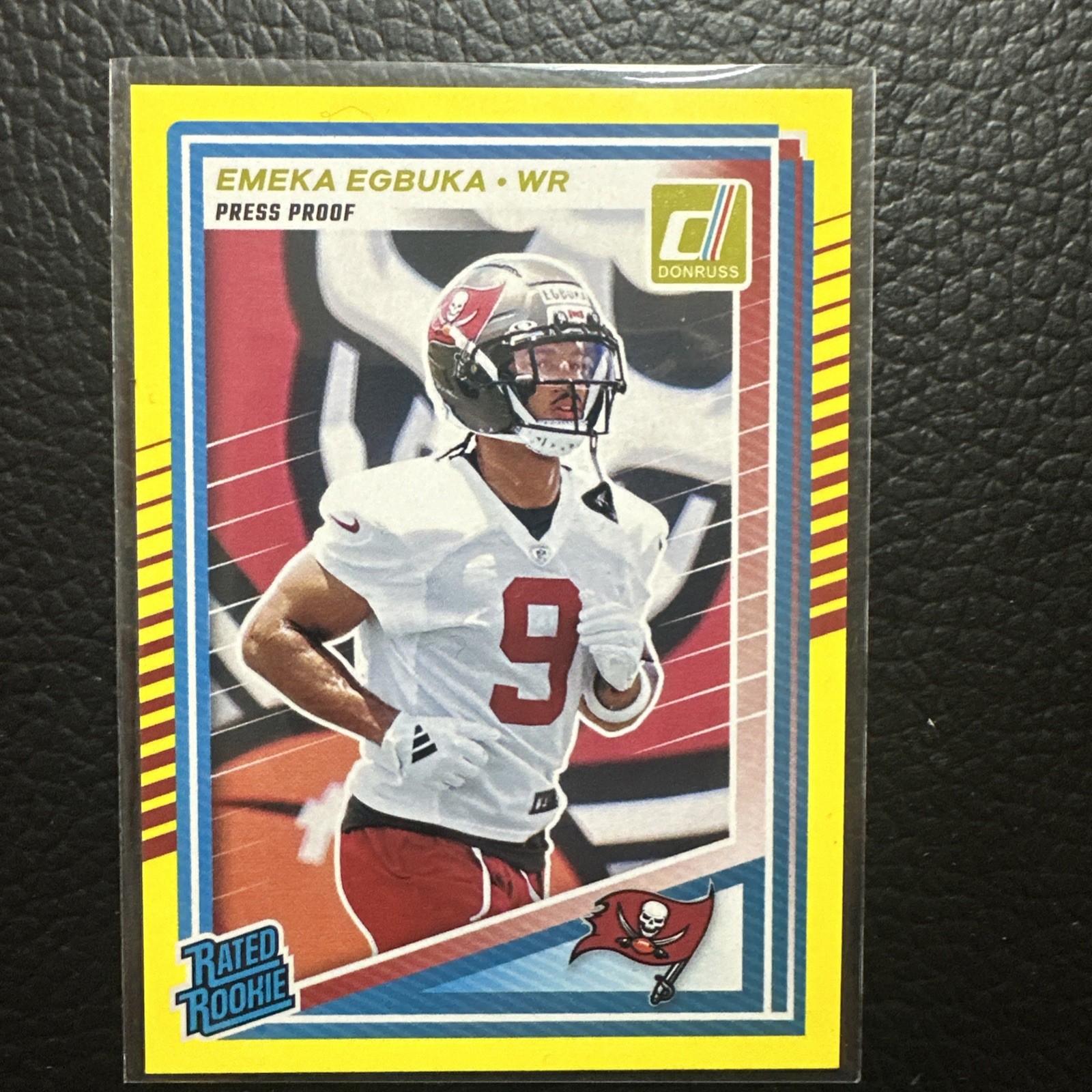Emeka Egbuka RC 2025 Donruss Yellow Press Proof Rated Rookie #375 Buccaneers