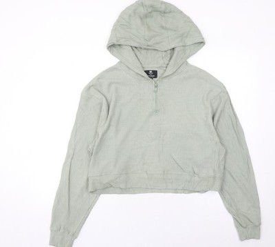 Threadbare Damen grüner Hoodie Größe 10 Baumwolle 1/4-Reißverschluss Pullover