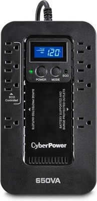 Battery Backup UPS EC650LCD 650VA 390W Compact ECO Mode Energy Efficient Outlets