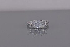 Sterling Silver Triple Princess Cut Cubic Zirconia Band Ring 925 Sz: 8