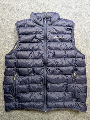 Eddie Bauer Vest EB650 Mens Large Navy Down Full Zip Puffer Lightweight Outdoor
