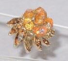 VTG Crown Trifari Etoile Line Clip-on Earring Gold Lava Glass AB Rhinestones — photo 4