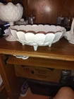 Vintage White Indiana Milk Glass Footed Bowl Fruit 12”x8” Large Beautiful