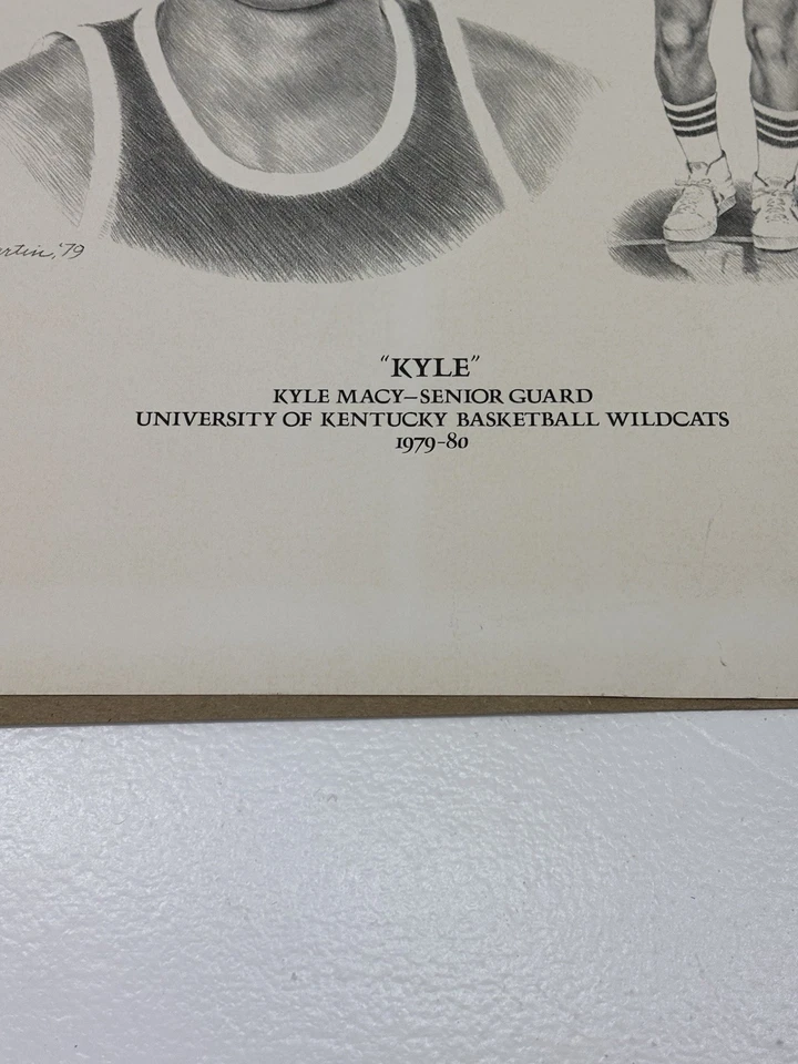 Kentucky Wildcats Baloncesto Kyle Macy Firmado Boceto Impresión 1979 J.R Martin 11x14 Foto 3 de 4