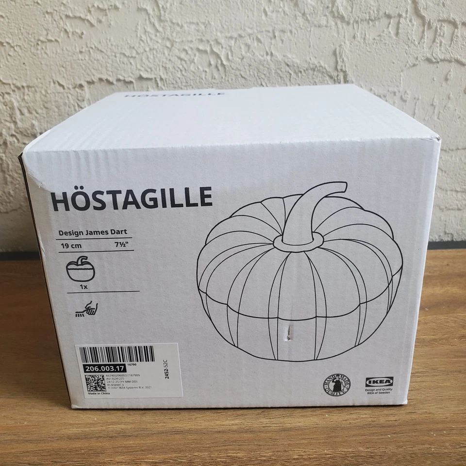 IKEA HÖSTAGILLE Pumpkin Bowl & Lid Brown 7 ½" Glass Thanksgiving Fall Halloween - Image 4 of 4