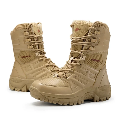 Hombres Botas Militares de Cuero Zapatos de Combate de Parte Superior Alta Aire Libre Montaña Nieve Tenis - Imagen 33 de 36