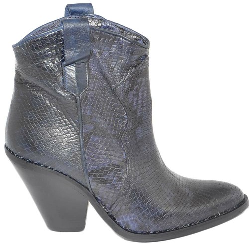 Tronchetti texani donna camperos in vera pelle di nappa stampa cocco nero  blu co | eBay
