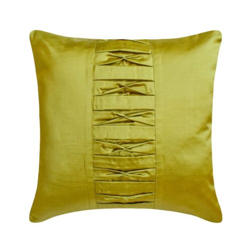 Chartreuse Satin Pintucks, Textured 16"x16" Throw Pillow Cover-Chartreuse Pleats - Picture 1 of 3