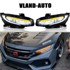 VLAND LED Headlights W/Sequential Turn Light For 2016-2021 Honda Civic 10Th GEN