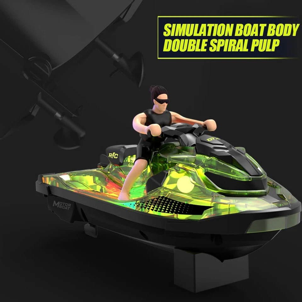24 GHz Ferngesteuertes Boot RC Motorboot Spielzeug für Kinder mit LED-Lichter... - Bild 4 von 4