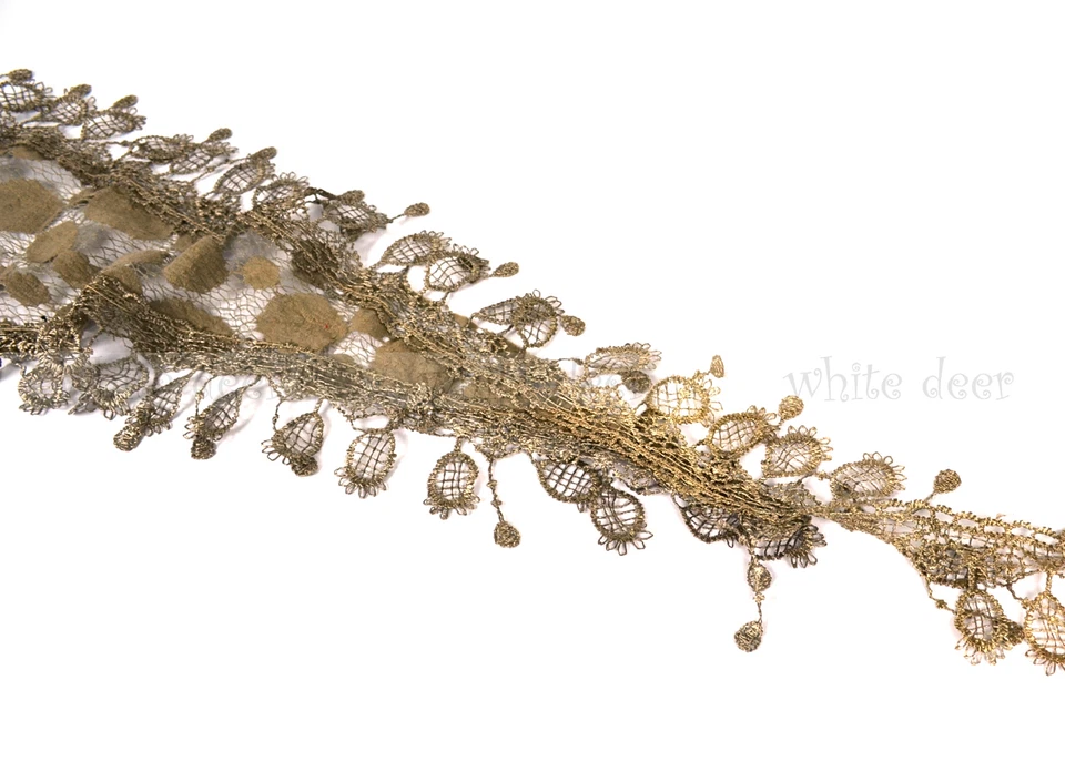 Bufanda de Encaje Larga Red Flecos Borla Transparente Lágrima Gota Lunares Bordado Foto 3 de 3