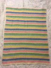 NEW Handmade Crocheted BABY BLANKET AFGHAN 42 x 31 Pink Blue SOFT Z23