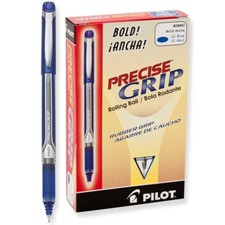28902 Pilot Precise Grip Needle Rollerball Pen, Blue, Bold Tip, Pack of 24