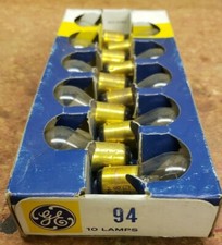 Vintage 10 Bulbs General Electric  94 M 12.8V Miniature Light Auto/Marine Use
