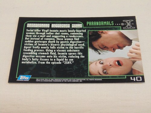 The X-Files Trading Cards Genetically Different Human – Season 3 #40 TOPPS 1996 - Picture 2 of 3