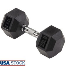 Hex Dumbbell 35 lb Rubber Encased Anti-Roll Strength Training Comfort Grip New