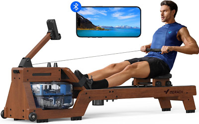 MERACH R14 Solid Wood Water Rowing Machine Workout Exercise Fitness Bluetooth