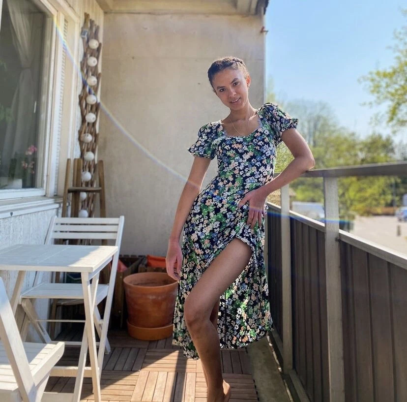 H&m black and shop white floral dress