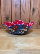 Handmade Quilted Winter Glittered Dogs with Hats Reversible Microwave Bowl Cozy