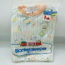 NOS Vintage Playskool Blanket Sleeper Pajamas PJs 3 Footed Fleece Scotchguard