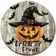 Halloween Wooden Wreath Sign Pumpkin Head Horror Yard Patio Indoor Outdoor Decor