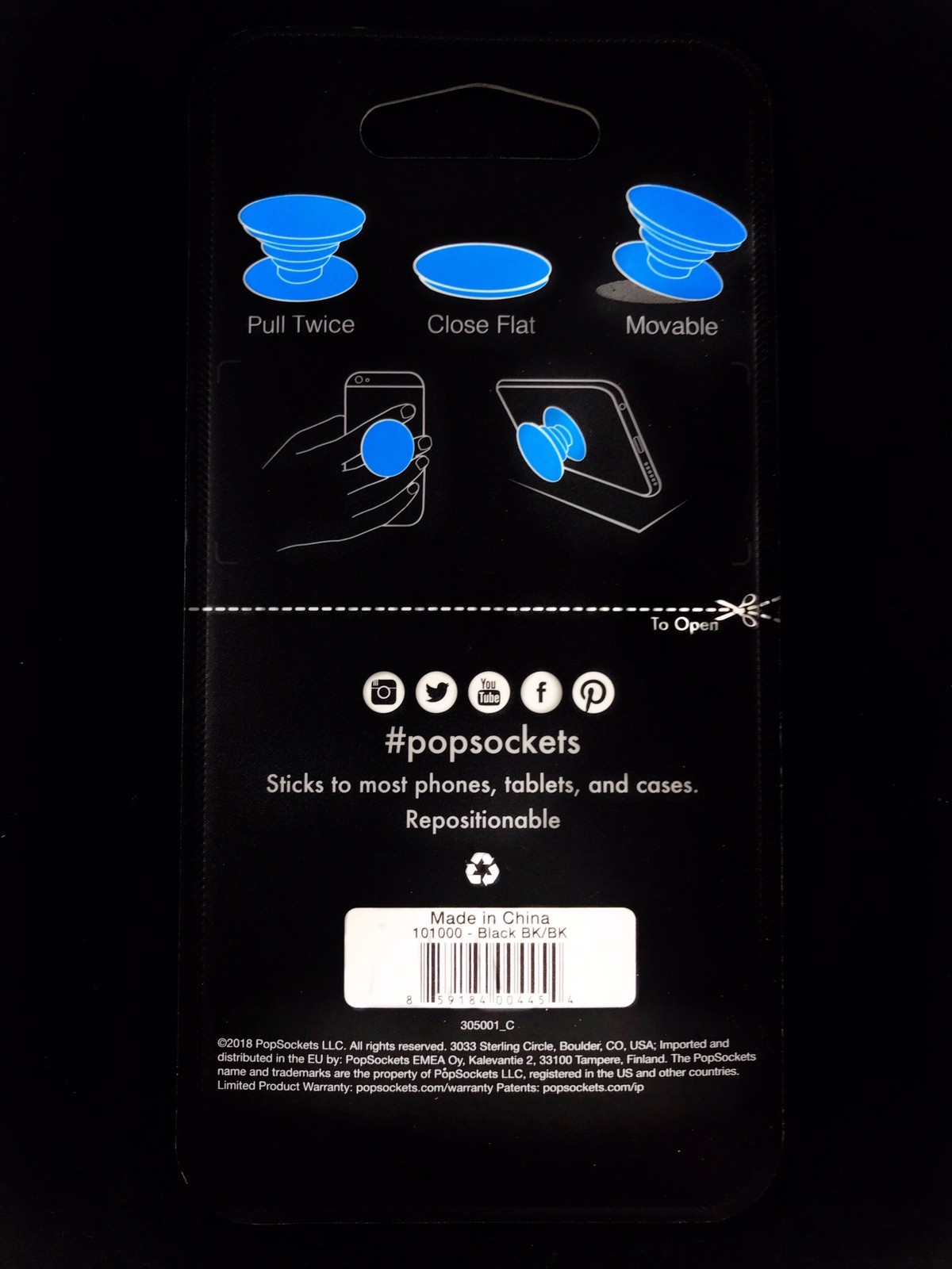 Authentic PopSockets Replicator Blue PopSocket Pop Socket Phone Holder ...