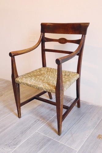 Antique Emilian armchair 1800 - 1840 elm wood biedermeier - Picture 10 of 24