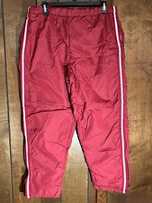 Women  s Track Pants Medium Joggers Nylon Red Striped Insulated Lined