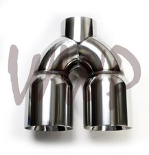 2pc - Universal Polished Chrome Stainless Tip 3 Inlet 4 Dual 9 Length - Quad