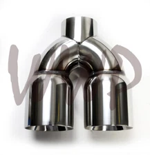 2PC - Universal Polished Chrome Stainless Tip 3" Inlet 4" Dual 9" Length - Quad
