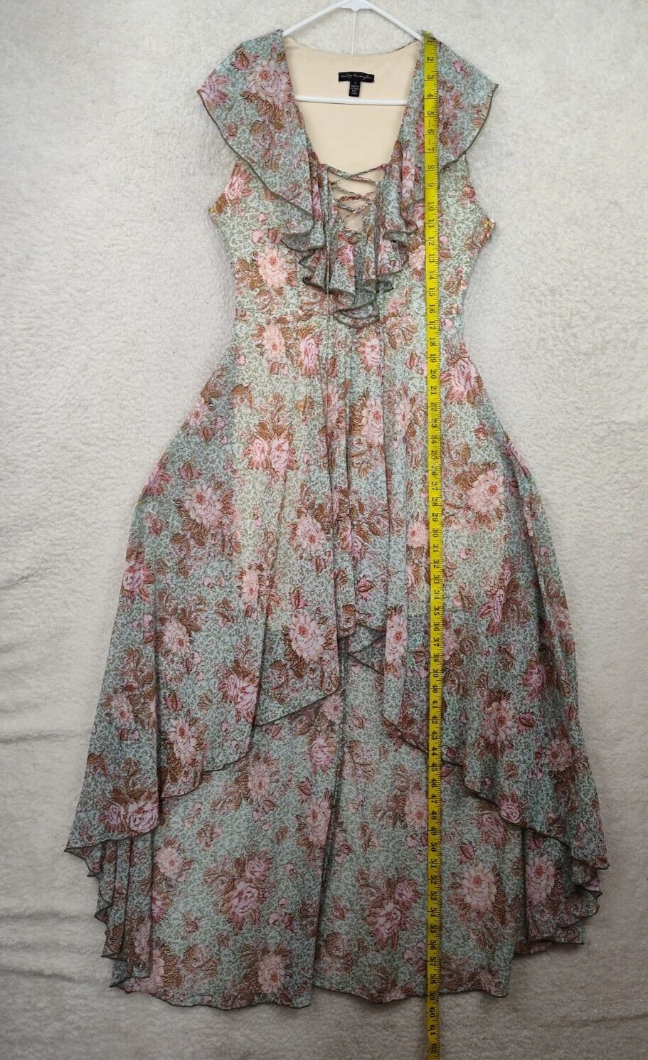 PALM ANGELS Abito donna City Triangles 7 verde floreale manica corta svasata ALine ciao basso maxi