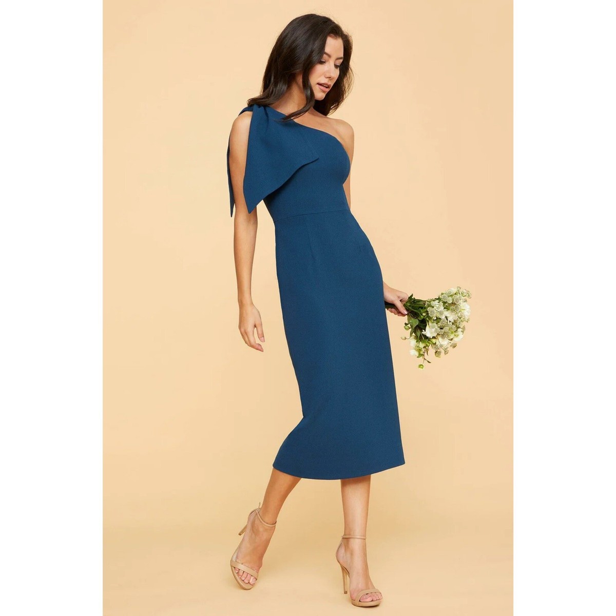 tiffany blue cocktail dress the Population One Shoulder Gown Crepe Sheath Size S Color:BLACK ROSE GARDEN