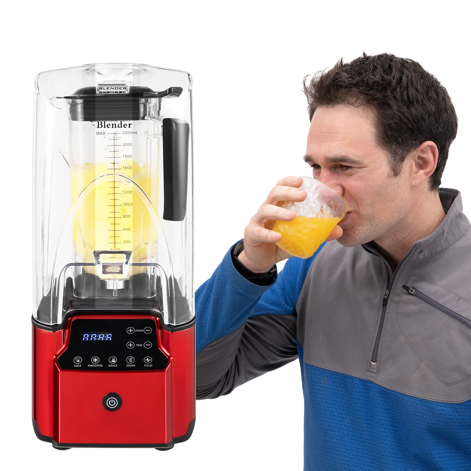 Professional Commercial Blender W/ Shield Quiet Sound Enclosure & Timer 2.2L