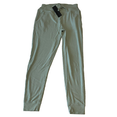 Mono B Jogger Pants Womens Size M Blue Ribbed Pockets Drawstring Stretch