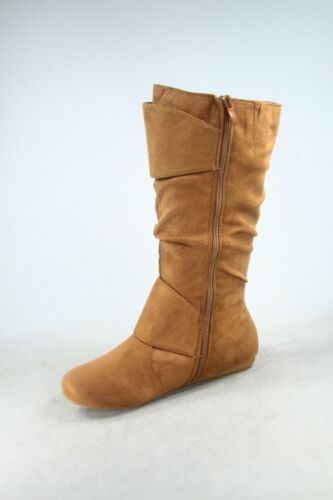 NEW Women's Faux Leather Suede Flat Heel Zip Mid Calf Boots Shoes Size 5 - 10 - Picture 22 of 59