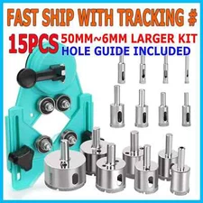 16Pcs Diamond Hole Saw Drill Bit Tool Set Glass Tile Ceramic Marble Cut Guide