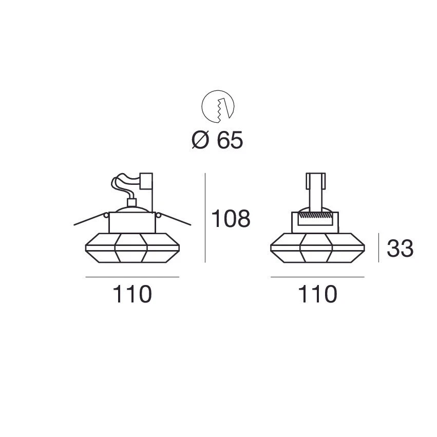 FARETTO DI CRISTALLO ESAGONALE TRASPARENTE DA INCASSO SOFFITTO LED LINEALIGHT - Immagine 2 di 2