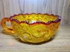 Vintage LE Smith Amberina Quintec Condiment Dish 1 Handle Bowl Sunset Carnival